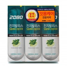 2080 진지발리스 잇몸케어치약 허벌민트 120g 3입